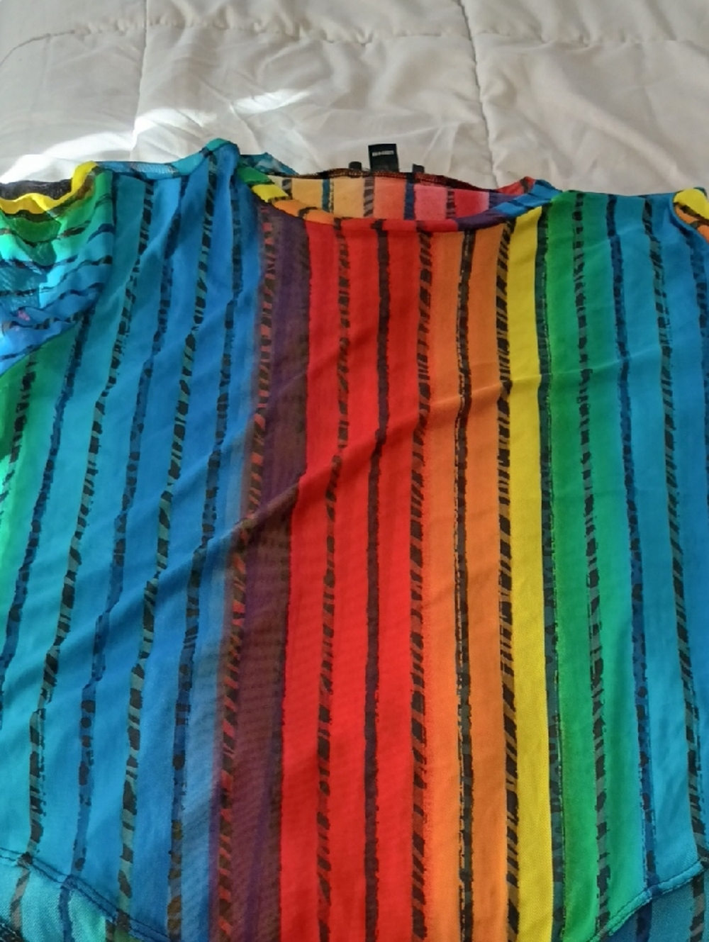 Rainbow Stripe Sheer Bodysuit in Multicolor